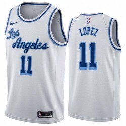 White Classic Brook Lopez Lakers #11 Twill Basketball Jersey FREE SHIPPING