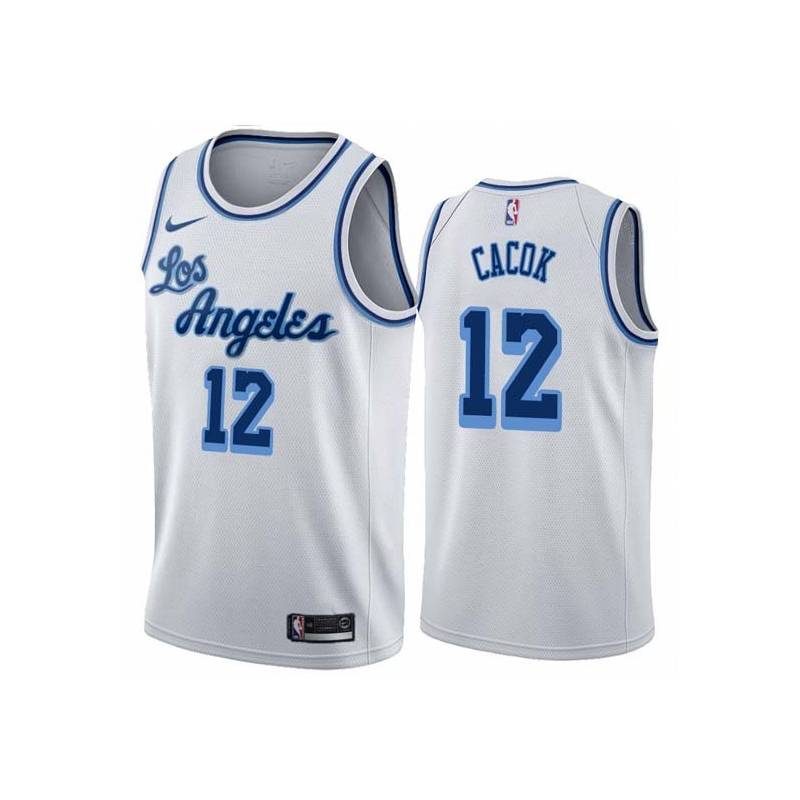 White Classic Devontae Cacok Lakers #12 Twill Basketball Jersey FREE SHIPPING