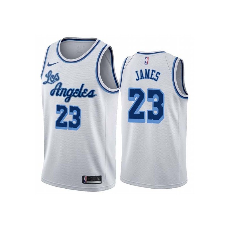 White Classic LeBron James Lakers #23 Twill Basketball Jersey FREE SHIPPING