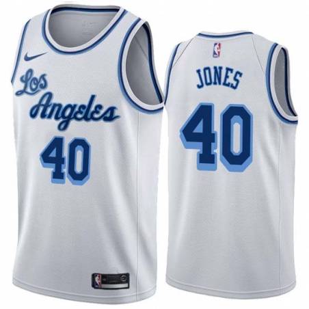 White Classic Mason Jones Lakers #40 Twill Basketball Jersey FREE SHIPPING