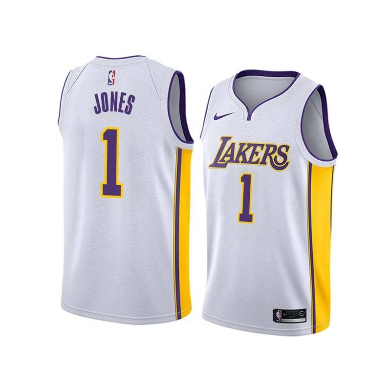 White2 Earl Jones Twill Basketball Jersey -Lakers #1 Jones Twill Jerseys, FREE SHIPPING