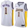 White2 Wes Matthews Twill Basketball Jersey -Lakers #1 Matthews Twill Jerseys, FREE SHIPPING