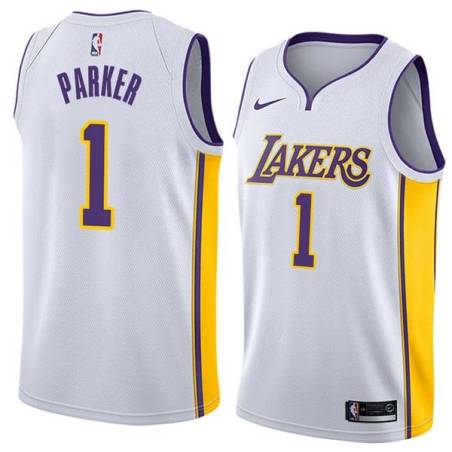 White2 Smush Parker Twill Basketball Jersey -Lakers #1 Parker Twill Jerseys, FREE SHIPPING