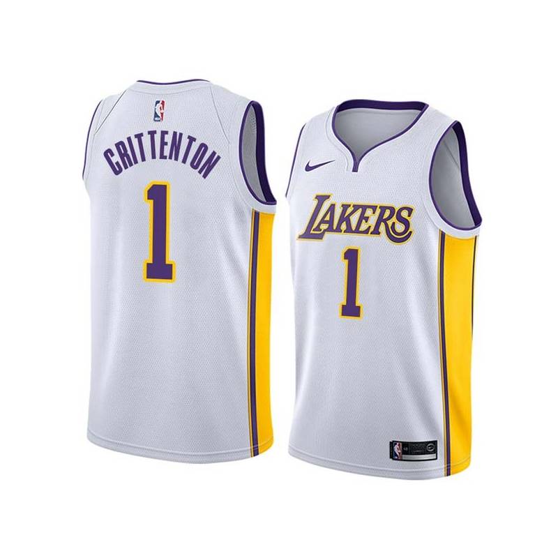 White2 Javaris Crittenton Twill Basketball Jersey -Lakers #1 Crittenton Twill Jerseys, FREE SHIPPING