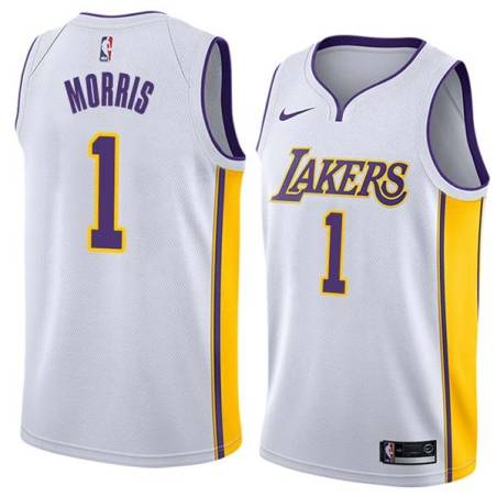 White2 Darius Morris Twill Basketball Jersey -Lakers #1 Morris Twill Jerseys, FREE SHIPPING