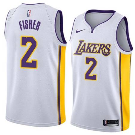 White2 Derek Fisher Twill Basketball Jersey -Lakers #2 Fisher Twill Jerseys, FREE SHIPPING