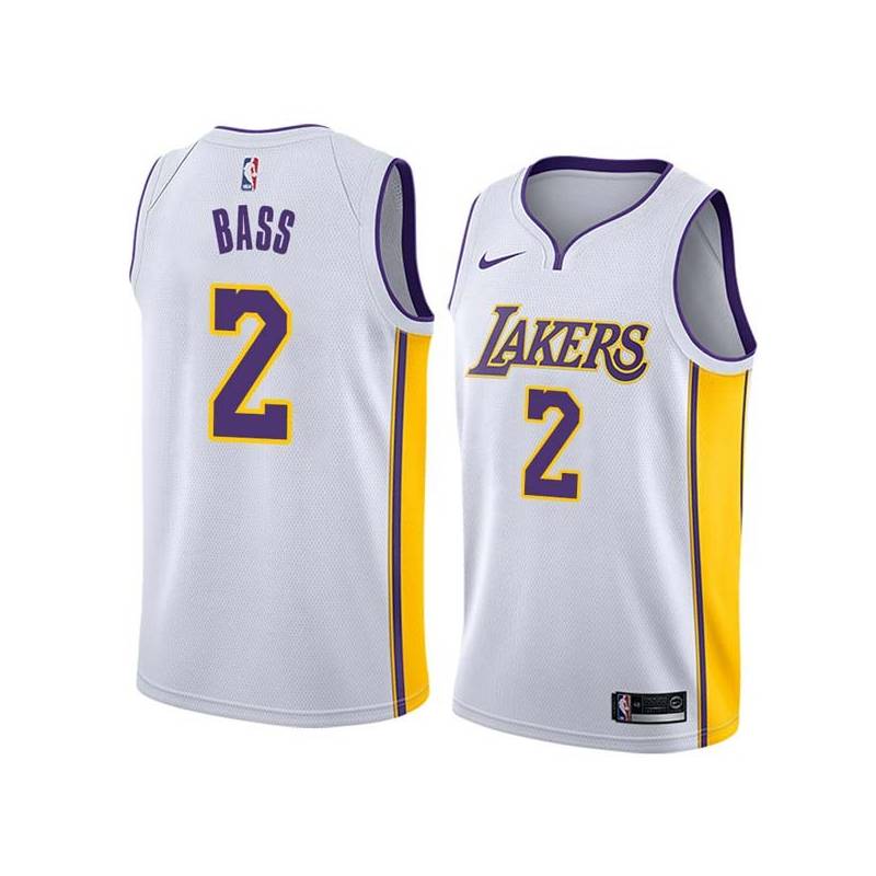 White2 Brandon Bass Twill Basketball Jersey -Lakers #2 Bass Twill Jerseys, FREE SHIPPING