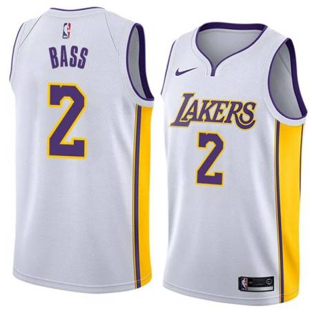 White2 Brandon Bass Twill Basketball Jersey -Lakers #2 Bass Twill Jerseys, FREE SHIPPING