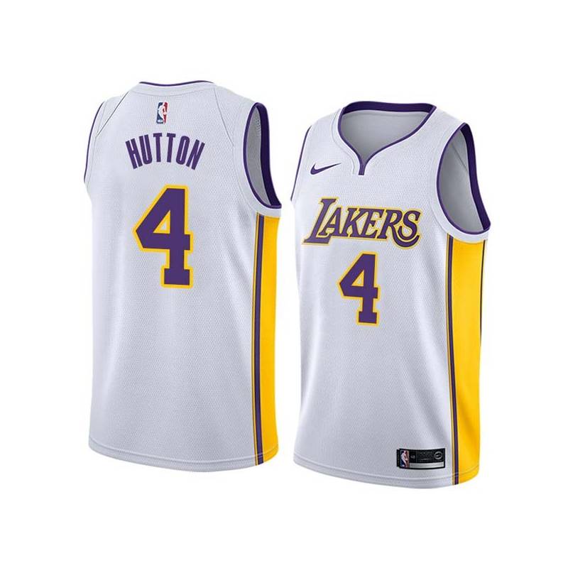 White2 Joe Hutton Twill Basketball Jersey -Lakers #4 Hutton Twill Jerseys, FREE SHIPPING