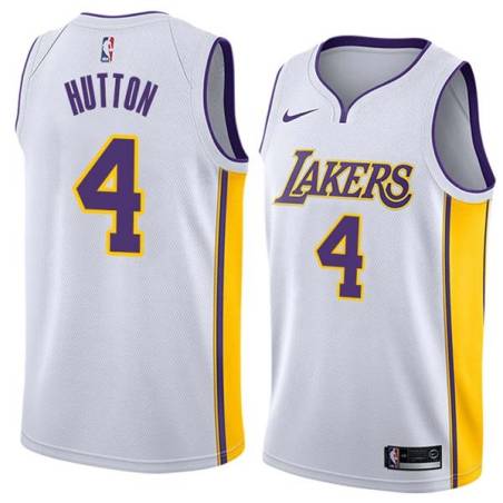 White2 Joe Hutton Twill Basketball Jersey -Lakers #4 Hutton Twill Jerseys, FREE SHIPPING