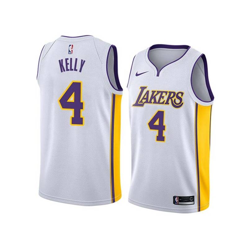 White2 Ryan Kelly Twill Basketball Jersey -Lakers #4 Kelly Twill Jerseys, FREE SHIPPING