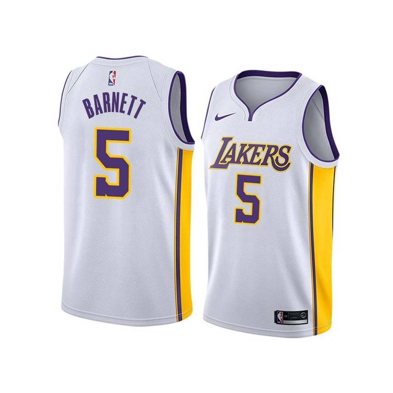 White2 Dick Barnett Twill Basketball Jersey -Lakers #5 Barnett Twill Jerseys, FREE SHIPPING