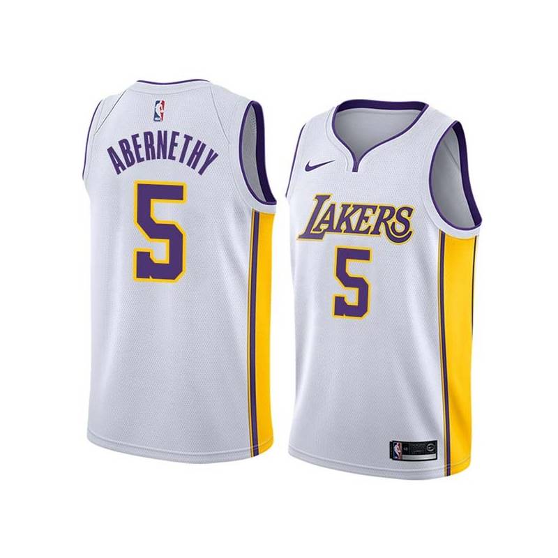 White2 Tom Abernethy Twill Basketball Jersey -Lakers #5 Abernethy Twill Jerseys, FREE SHIPPING