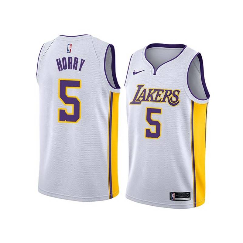 White2 Robert Horry Twill Basketball Jersey -Lakers #5 Horry Twill Jerseys, FREE SHIPPING