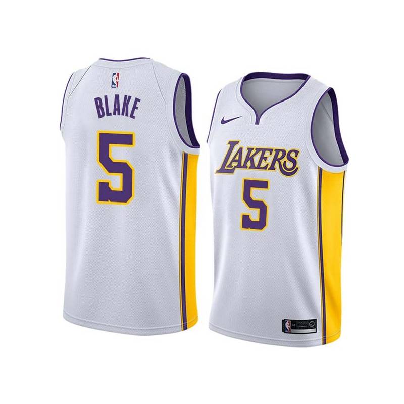 White2 Steve Blake Twill Basketball Jersey -Lakers #5 Blake Twill Jerseys, FREE SHIPPING