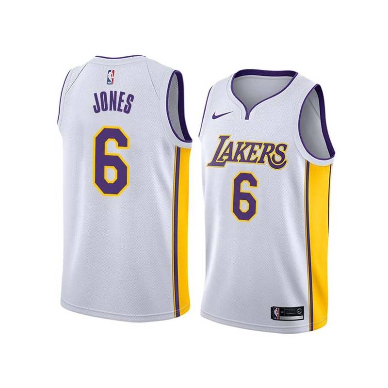 White2 Eddie Jones Twill Basketball Jersey -Lakers #6 Jones Twill Jerseys, FREE SHIPPING