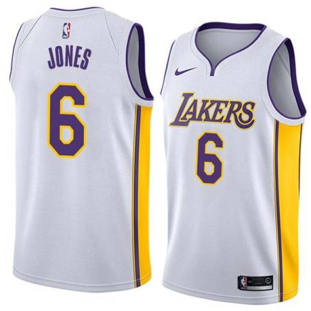 White2 Eddie Jones Twill Basketball Jersey -Lakers #6 Jones Twill Jerseys, FREE SHIPPING