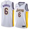 White2 Josh McRoberts Twill Basketball Jersey -Lakers #6 McRoberts Twill Jerseys, FREE SHIPPING