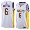 White2 Kent Bazemore Twill Basketball Jersey -Lakers #6 Bazemore Twill Jerseys, FREE SHIPPING