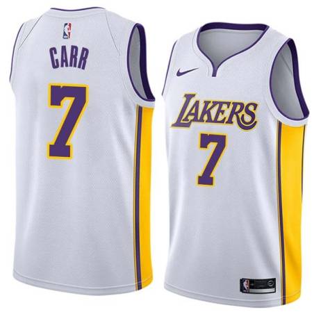 White2 Kenny Carr Twill Basketball Jersey -Lakers #7 Carr Twill Jerseys, FREE SHIPPING