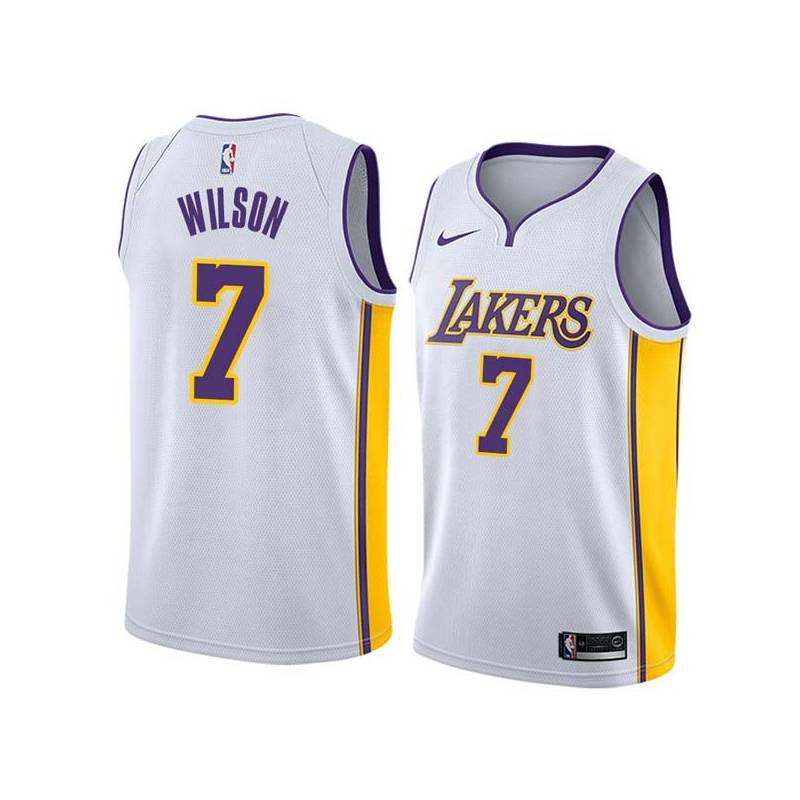 White2 Trevor Wilson Twill Basketball Jersey -Lakers #7 Wilson Twill Jerseys, FREE SHIPPING