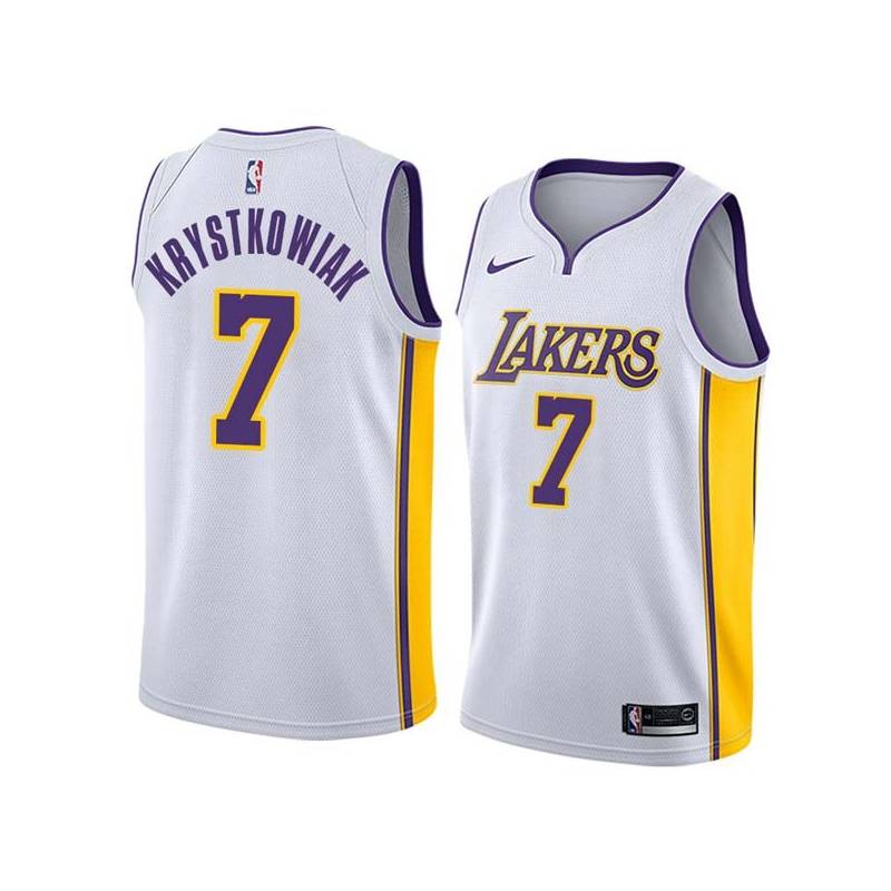 White2 Larry Krystkowiak Twill Basketball Jersey -Lakers #7 Krystkowiak Twill Jerseys, FREE SHIPPING