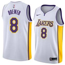 White2 Jim Brewer Twill Basketball Jersey -Lakers #8 Brewer Twill Jerseys, FREE SHIPPING