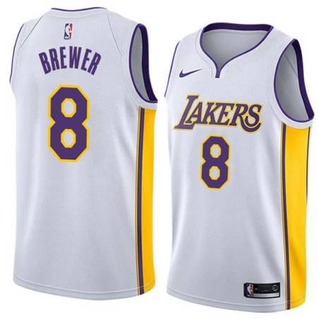 White2 Jim Brewer Twill Basketball Jersey -Lakers #8 Brewer Twill Jerseys, FREE SHIPPING