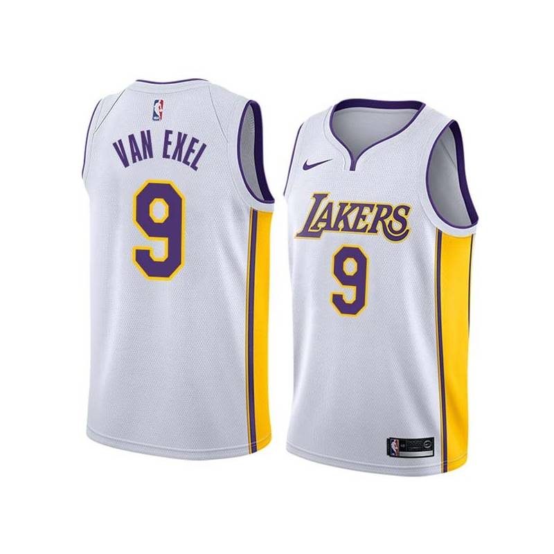White2 Nick Van Exel Twill Basketball Jersey -Lakers #9 Van Exel Twill Jerseys, FREE SHIPPING