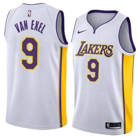 White2 Nick Van Exel Twill Basketball Jersey -Lakers #9 Van Exel Twill Jerseys, FREE SHIPPING