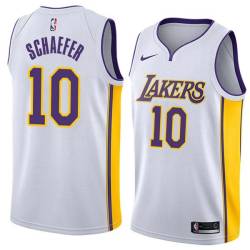 White2 Herm Schaefer Twill Basketball Jersey -Lakers #10 Schaefer Twill Jerseys, FREE SHIPPING