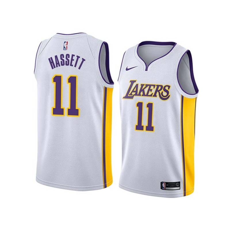 White2 Billy Hassett Twill Basketball Jersey -Lakers #11 Hassett Twill Jerseys, FREE SHIPPING