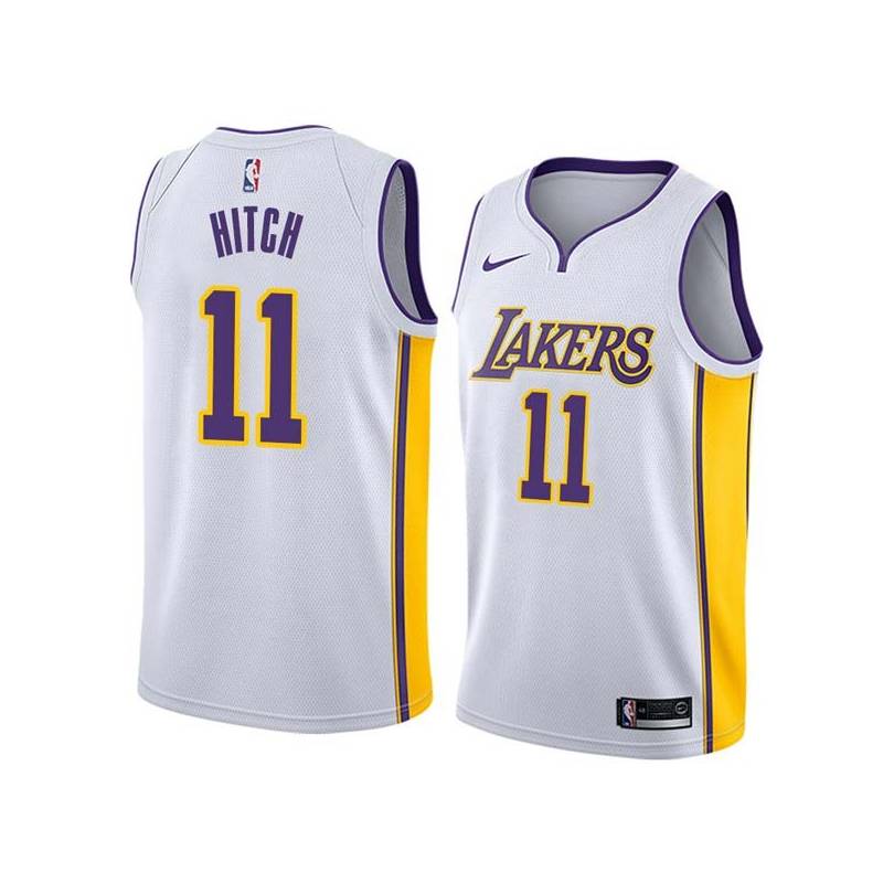 White2 Lew Hitch Twill Basketball Jersey -Lakers #11 Hitch Twill Jerseys, FREE SHIPPING