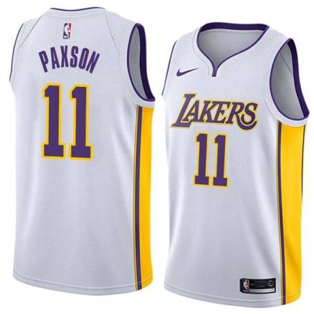 White2 Jim Paxson Twill Basketball Jersey -Lakers #11 Paxson Twill Jerseys, FREE SHIPPING