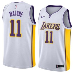 White2 Karl Malone Twill Basketball Jersey -Lakers #11 Malone Twill Jerseys, FREE SHIPPING