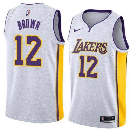 White2 Shannon Brown Twill Basketball Jersey -Lakers #12 Brown Twill Jerseys, FREE SHIPPING