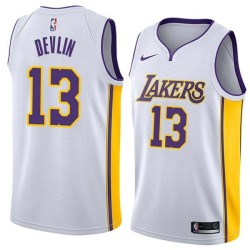 White2 Corky Devlin Twill Basketball Jersey -Lakers #13 Devlin Twill Jerseys, FREE SHIPPING