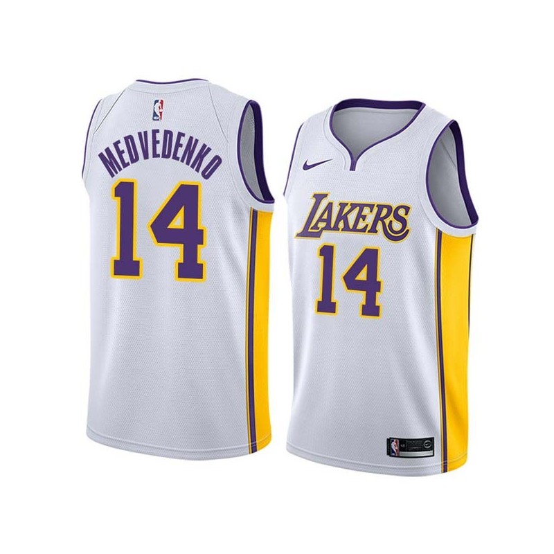 White2 Stanislav Medvedenko Twill Basketball Jersey -Lakers #14 Medvedenko Twill Jerseys, FREE SHIPPING