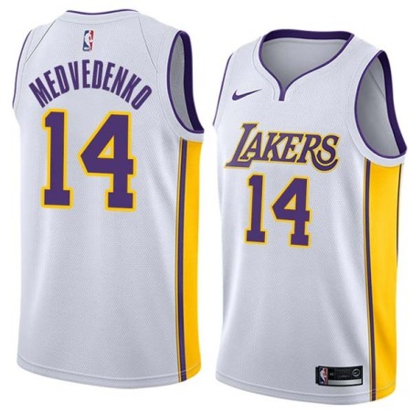 White2 Stanislav Medvedenko Twill Basketball Jersey -Lakers #14 Medvedenko Twill Jerseys, FREE SHIPPING