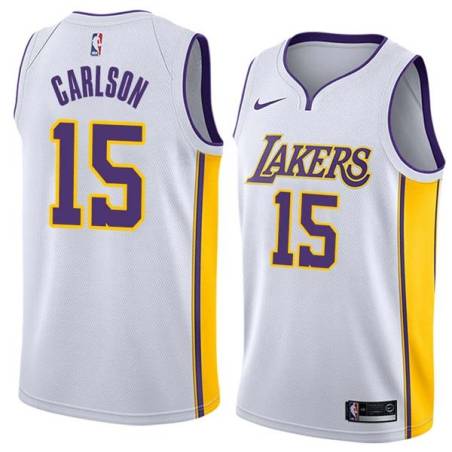 White2 Don Carlson Twill Basketball Jersey -Lakers #15 Carlson Twill Jerseys, FREE SHIPPING