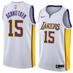 White2 Dick Schnittker Twill Basketball Jersey -Lakers #15 Schnittker Twill Jerseys, FREE SHIPPING