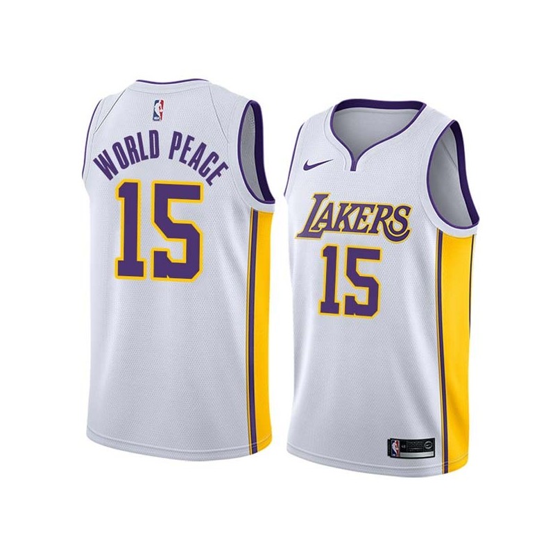 White2 Metta World Peace Twill Basketball Jersey -Lakers #15 World Peace Twill Jerseys, FREE SHIPPING