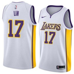 White2 Jeremy Lin Twill Basketball Jersey -Lakers #17 Lin Twill Jerseys, FREE SHIPPING