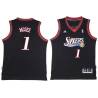Black Throwback JaVale McGee Twill Basketball Jersey -76ers #1 McGee Twill Jerseys, FREE SHIPPING