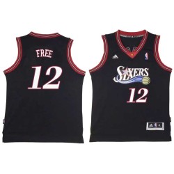 Black Throwback World B. Free Twill Basketball Jersey -76ers #12 Free Twill Jerseys, FREE SHIPPING