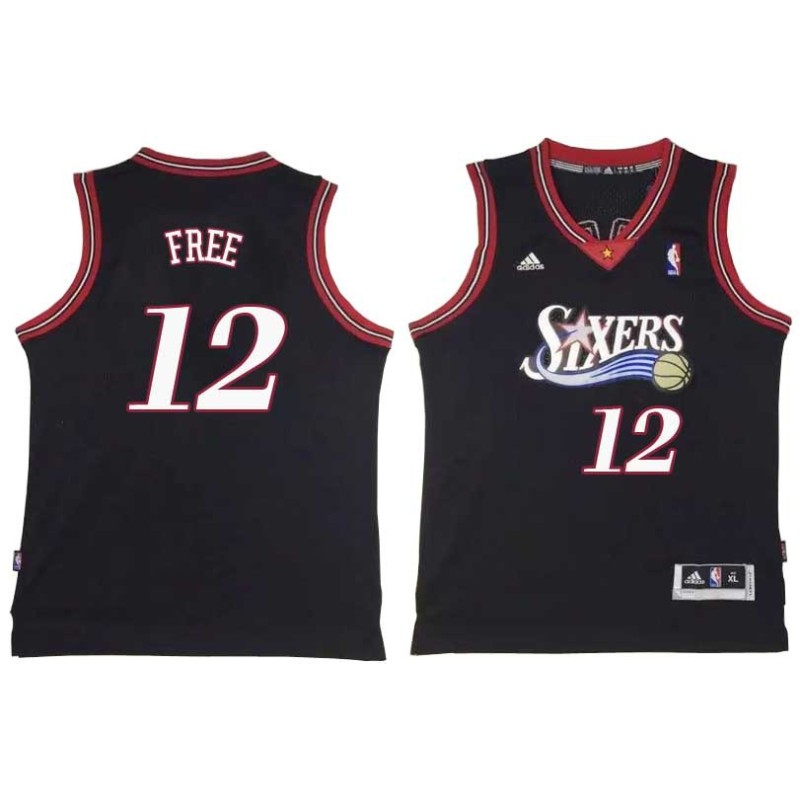 Black Throwback World B. Free Twill Basketball Jersey -76ers #12 Free Twill Jerseys, FREE SHIPPING