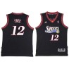 Black Throwback World B. Free Twill Basketball Jersey -76ers #12 Free Twill Jerseys, FREE SHIPPING