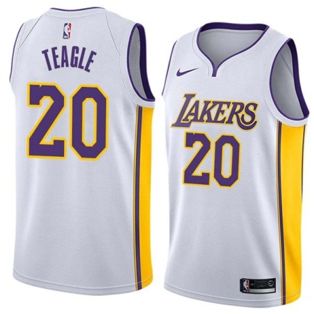 White2 Terry Teagle Twill Basketball Jersey -Lakers #20 Teagle Twill Jerseys, FREE SHIPPING