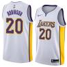 White2 Rumeal Robinson Twill Basketball Jersey -Lakers #20 Robinson Twill Jerseys, FREE SHIPPING