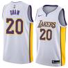 White2 Brian Shaw Twill Basketball Jersey -Lakers #20 Shaw Twill Jerseys, FREE SHIPPING